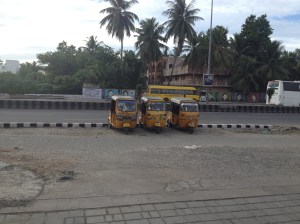 auto-rickshaws waiting outside my building